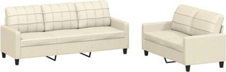 vidaXL Juego De Sof&aacute;s Con Cojines 2 Piezas Cuero Sint&eacute;tico Crema Vidaxl