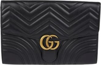 Gucci Pre-owned Clutches, female, Black, Size: ONE SIZE Pre-owned GG Marmont Clutch