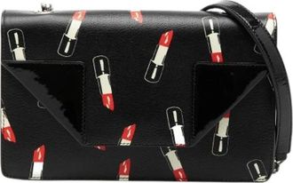 Saint Laurent Pre-owned Printed Leather Crossbody Bag - Dames - Vintage Schoudertas - Zwart - ONE Size - Leer - Vintage