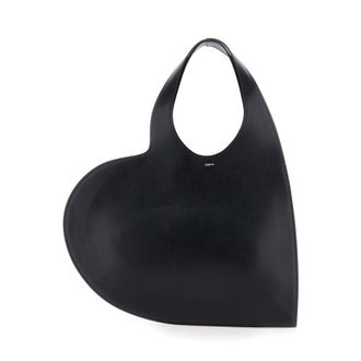 Coperni Black Heart Shaped Shoulder Bag With Cut-Out On The Handle In Suede Woman
