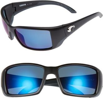 Costa Blackfin 60mm Polarized Sunglasses in Matte Black/Blue Mirror at Nordstrom