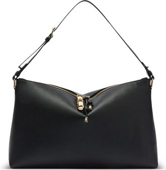 Furla Textured Black Leather Shoulder Bag