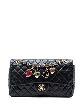 Chanel 2009-2010 Medium Classic Lambskin Valentines Heart Charms Single Flap shoulder bag - Zwart