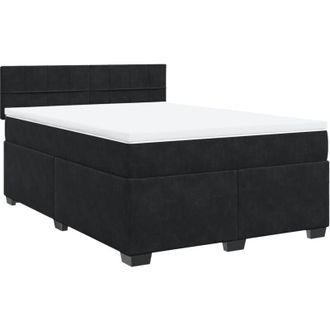 vidaXL Cama Box Spring Con Colch&oacute;n Terciopelo Negro 140x200 Cm Vidaxl