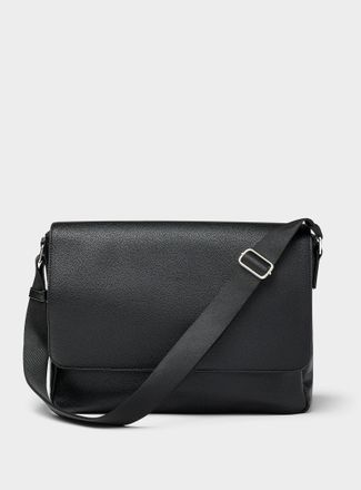 Le 31 Mens Pebbled faux-leather messenger bag