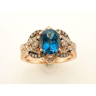 Le Vian Ladies Deep Sea Blue Topaz Rings set in 14K Strawberry Gold