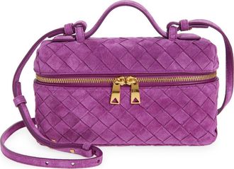 Bottega Veneta Bang Bang Intrecciato Suede Vanity Case in 5227 Beetroot-Gold at Nordstrom