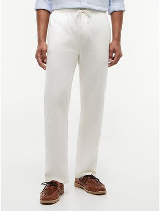 Tommy Hilfiger Mens Cotton-Linen Blend Pull-On Pant - White - XXXL