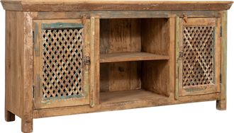 Biscottini International Mueble De Tv De Madera Maciza Reciclada Con Acabado Envejecido