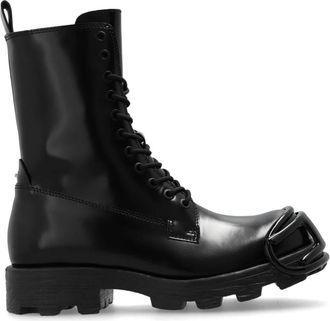 Diesel Enkellaarsjes D-Hammer - Dames - Veterlaarzen - Zwart - 43 EU - Leer - Schoenen