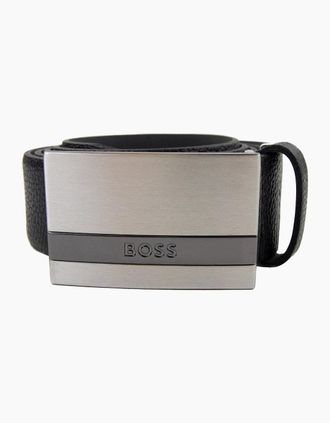 HUGO BOSS Mens Hugo Boss Baxton Engraved Plaque Buckle Black 001 - Size: 105