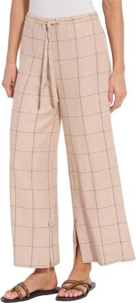 Lyss&eacute; Nixie Check Drawstring Wide Leg Linen Blend Pants in Isla Check at Nordstrom, Size X-Small