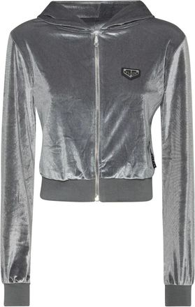 Philipp Plein Hoodie Sweatjacket Crystal Signature - Dames - Vesten met rits - Grijs - XL - Polyester - Hoodies & sweatvesten