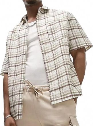 Topman Mens Button Down Shirt In Brown Multi