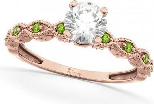 Allurez Vintage Diamond & Peridot Engagement Ring 14k Rose Gold 1.00ct