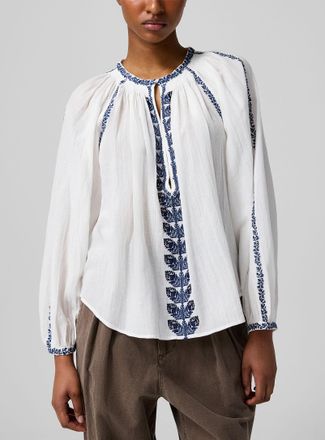 Isabel Marant Womens Lena organic 100% cotton embroidered blouse
