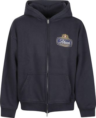Rhude Safari Crest Full-Zip Cotton Hoodie