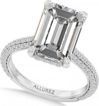 Allurez Emerald Lab Diamond Engagement Ring Platinum (8.90ct)