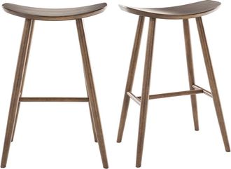 Miliboo Miliboo - Set De 2 Taburetes De Cocina De Dise&ntilde;o Nogal 72 Cm Demory