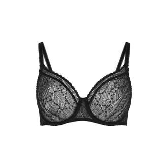 Simone P&eacute;r&egrave;le Simone Perele Comete Black Underwired Lace Bra, Bra, Tulle Cup Lining - 38D