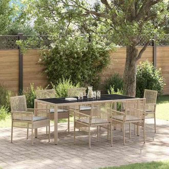 vidaXL Conjunto De Comedor De Jard&iacute;n 7 Pcs Beige Polirat&aacute;n Vidaxl