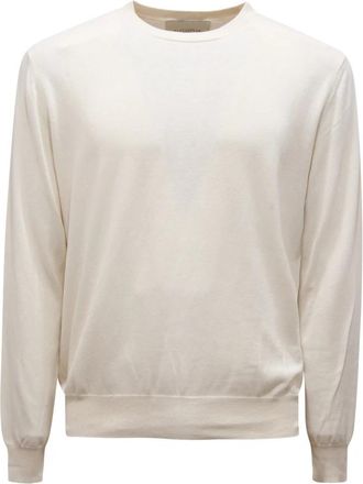Ballantyne R Neck Pullover - Heren - Ronde hals truien - Wit - L - Katoen - Truien & Vesten