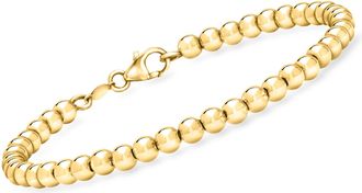 RS Pure by Ross-Simons Italian 4mm 14kt Yellow Gold Bead Bracelet