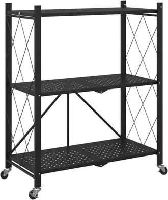 vidaXL Vidaxl - Estantería de almacenaje con ruedas de acero negro 71x34x88 cm