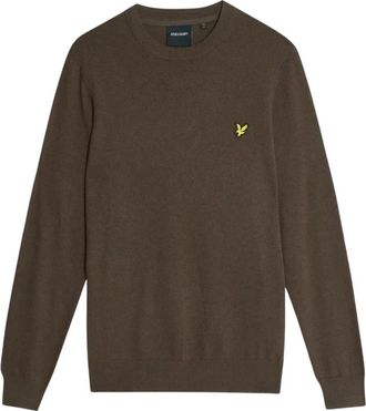 Lyle & Scott Bruin Gebreid Lang Mouw Ronde Hals - Heren - Ronde hals truien - Bruin - S - Katoen - Truien & Vesten