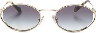 Miu Miu Eyewear oval-frame sunglasses - women - Acetate/Metal - One Size - Gold