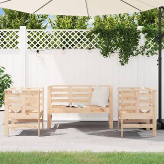 Berkfield Home Beautiful 3 Piece Garden Lounge Set Solid Wood Pine in Light Tan