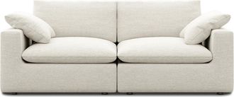 Castlery Customized Cream Performance Twill 3 Seater Sofa | Dawson by Castlery, Beige, Feather-Filled, Machine Washable Covers, Modular Build