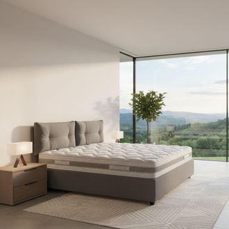 Dmora Dmora - Cama Matrimonial Dlucid, Cama Contenedor Con Revestimiento De Tela, 100% Made In Italy, Apertura Frontal, Con Colch&oacute;n Cm 160x200 Incluido, Gri