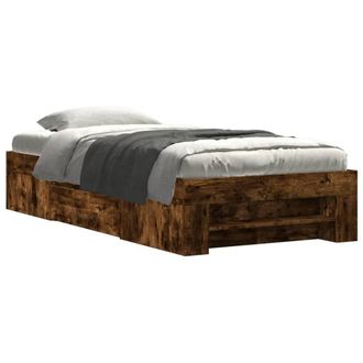 Berkfield Home Bed Frame without Mattress Smoked Oak 90x200 cm Engineered Wood in Brown