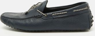 Tod's Tods Navy Blue Leather Driver Bow Slip On Loafers