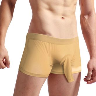 Generic Mens Elephant Trunk Underwear Boxer Brief with Contour Pouch Low Waisted Comfort Elephant Nose Jock Strap Belted Bulge Enhancement Naughty Male Linger