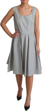 Dolce & Gabbana Womens Gray Polka Dotted Cotton A-Line Dress