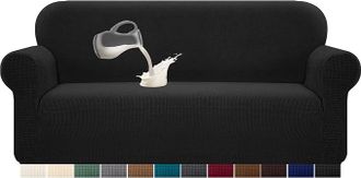 OEM Tres Fundas Para Sill&oacute;n De Color Negro, Impermeables, El&aacute;sticas Y Con Espuma Antideslizante, Confeccionadas En Tejido Jacquard