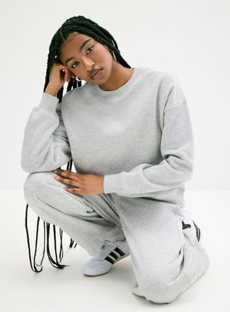 Twik Womens Oversized thin fleece crew-neck sweatshirt