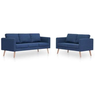 vidaXL Vidaxl - Conjunto De Sof&aacute;s 2 Piezas Tela Azul