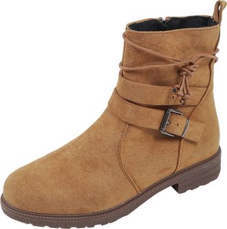 Generic WoemnS Ankle Boots With Zip Low Heel Suede Shoes Effortlessly Stylish Comfort Low-Cut Boot Basic-Fit Pointed Toe WomenS Boots Office Work And Commute 