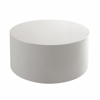 Oviala Mesa de centro redonda de 80 cm en MDF lacado blanco