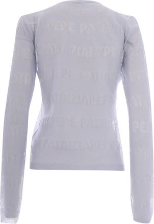 Patrizia Pepe Womens Crew Neck Logo Sweater Sky Grey Viscose Jumpers