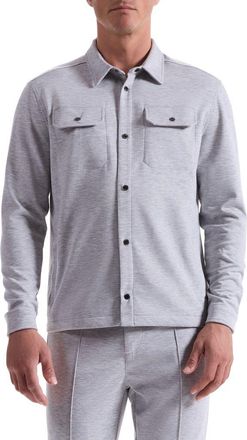 Bugatchi Heathered Kint Snap-Up Shirt Jacket in Cement at Nordstrom, Size Xx-Large