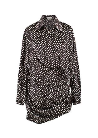 Magda Butrym Brown Polka-dot Silk Shirt Dress Size XS