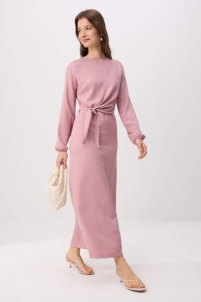 Trendyol Modest Dames Paars Effen Maxi Lang Casual Double-breasted Modest Jurken