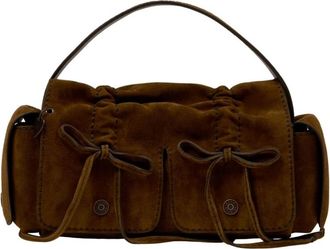 Acne Studios Handbags, female, Brown, Size: ONE SIZE Multipocket Suede Shoulder Bag