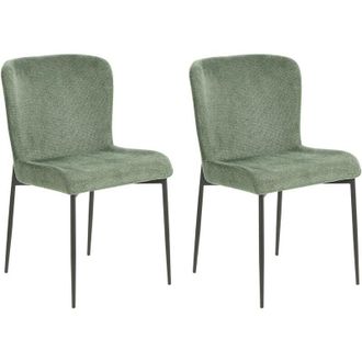 Beliani Beliani - Conjunto De 2 Sillas Verde Oscuro Negro Poli&eacute;ster Patas De Metal Ada