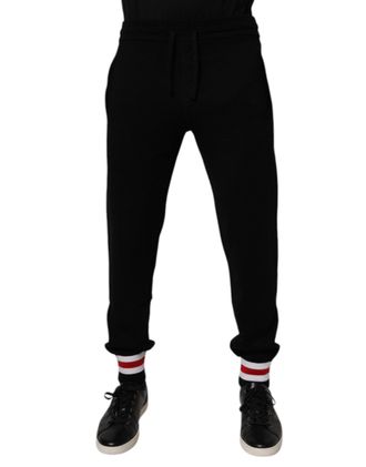 Dolce & Gabbana Mens Black Wool Mid Waist Jogger Sweatpants Pants
