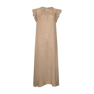 Tiffany & Co. Frill Lange Jurk - Dames - Casual kleedjes - Beige - M/L - Kleedjes